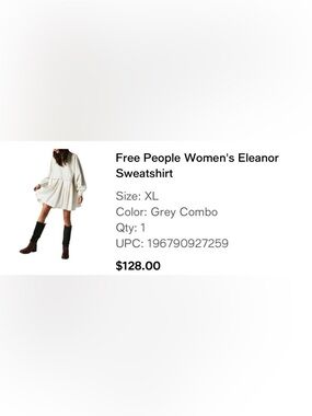 Free People women’s Eleanor Sweatshirt Dress